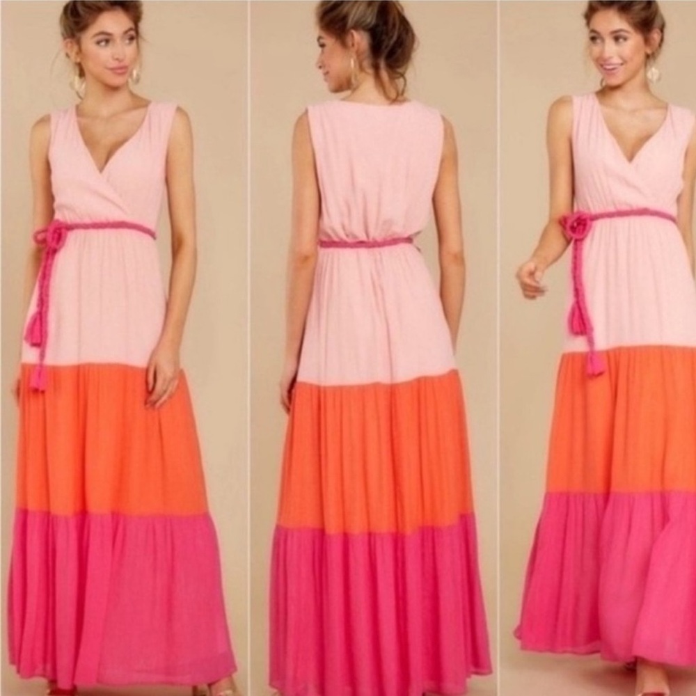 Flying Tomato | Walk on Bright Side Maxi Dress Color-block